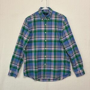 Ralph Lauren blue and green plaid button up shirt men's size medium